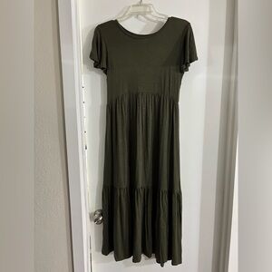 Olive Green Tiered Maxi Dress